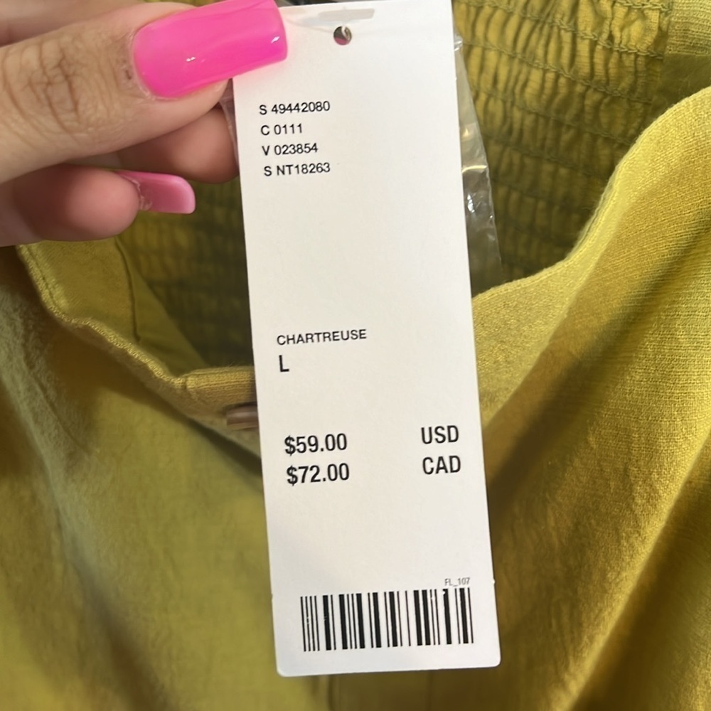 151 - Urban Outfitters NWT Lime Green Long Sleeve Crop Top, Size Large - Picture 4 of 7